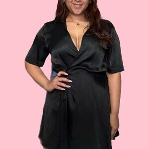 ✨zara satin wrap dress - black ✨